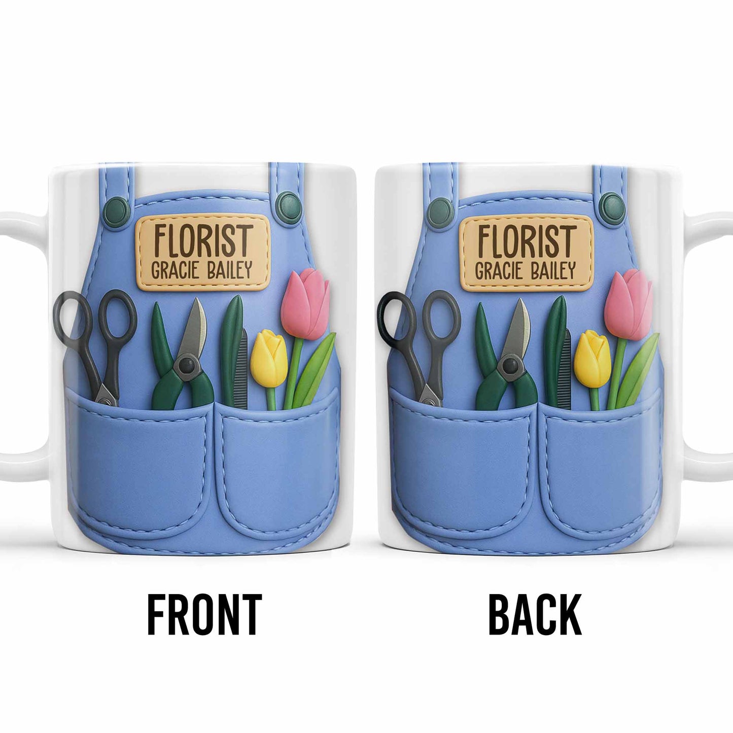 Florist Scissors Tulip And Other Flowers Design - Personalized Custom Coffee Mug - GARD020_MG