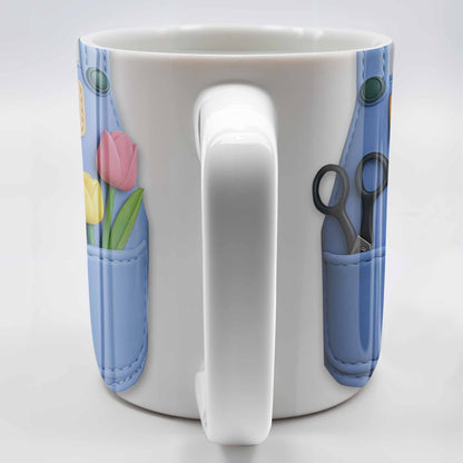 Florist Scissors Tulip And Other Flowers Design - Personalized Custom Coffee Mug - GARD020_MG