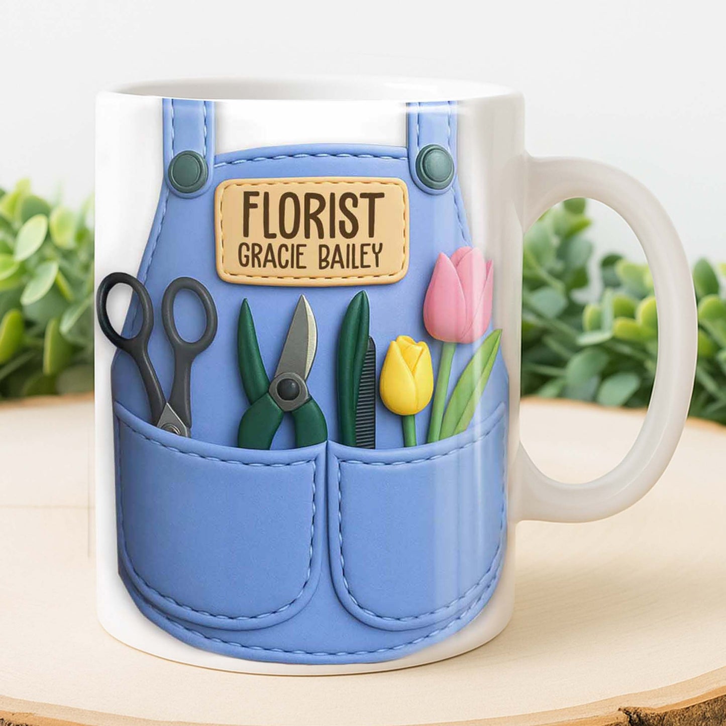 Florist Scissors Tulip And Other Flowers Design - Personalized Custom Coffee Mug - GARD020_MG