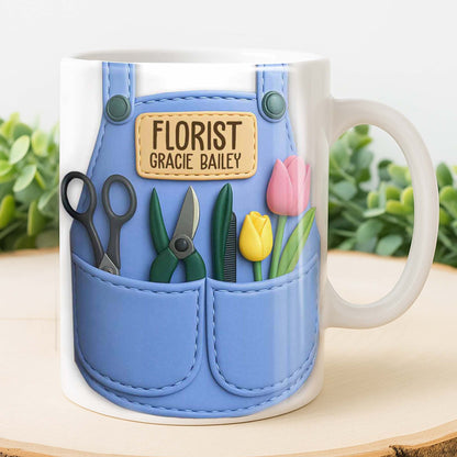 Florist Scissors Tulip And Other Flowers Design - Personalized Custom Coffee Mug - GARD020_MG