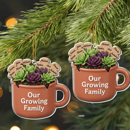 Our Growing Family Succulent Coffee Mug - Personalized Custom Acrylic Ornament, Christmas Gift - GARD024_ACO