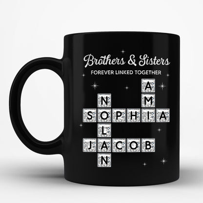 3D Shining Effect Brothers Sisters Crossword Puzzle Art - Personalized Mug - Christmas Gift For Siblings, Brothers, Sisters