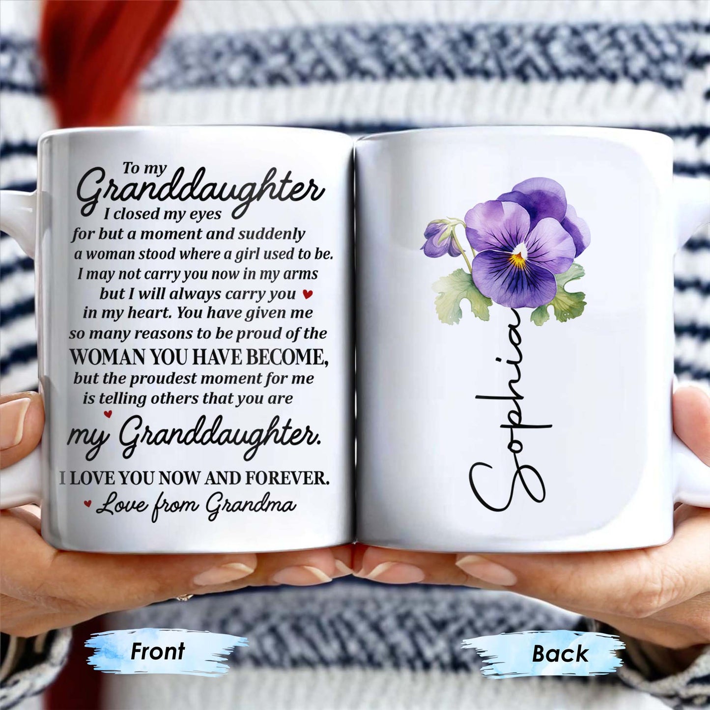 Love From Grandma To Granddaughter With Pansy Flower - Personalized Custom Coffee Mug - GDT021_MG