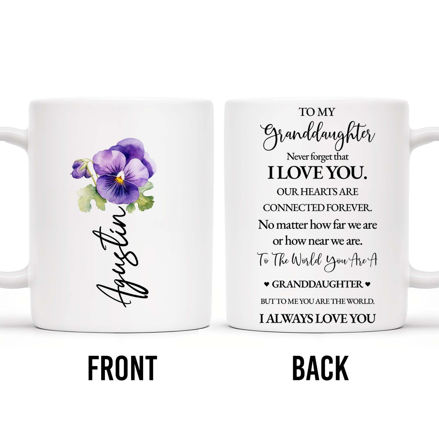 Granddaughter Love And Connection Forever Violets Design - Personalized Custom Coffee Mug - GDT028_MG