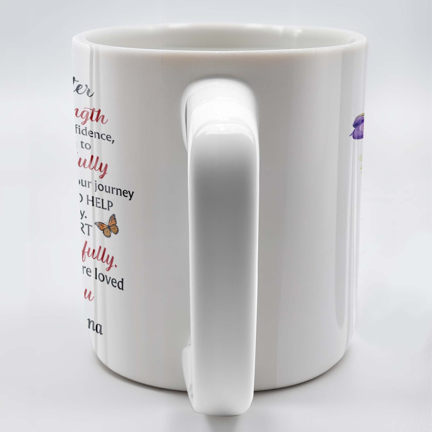 Granddaughter Strength And Wisdom Inspirational Quote With Flowers And Butterflies - Personalized Custom Coffee Mug - GDT060_MG