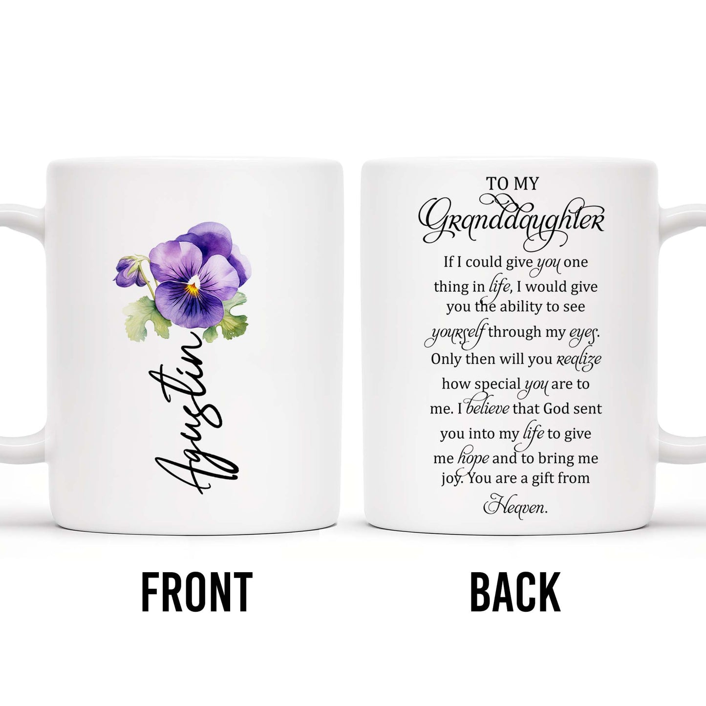Granddaughter Gift From Heaven With Violet Design - Personalized Custom Coffee Mug - GDT061_MG