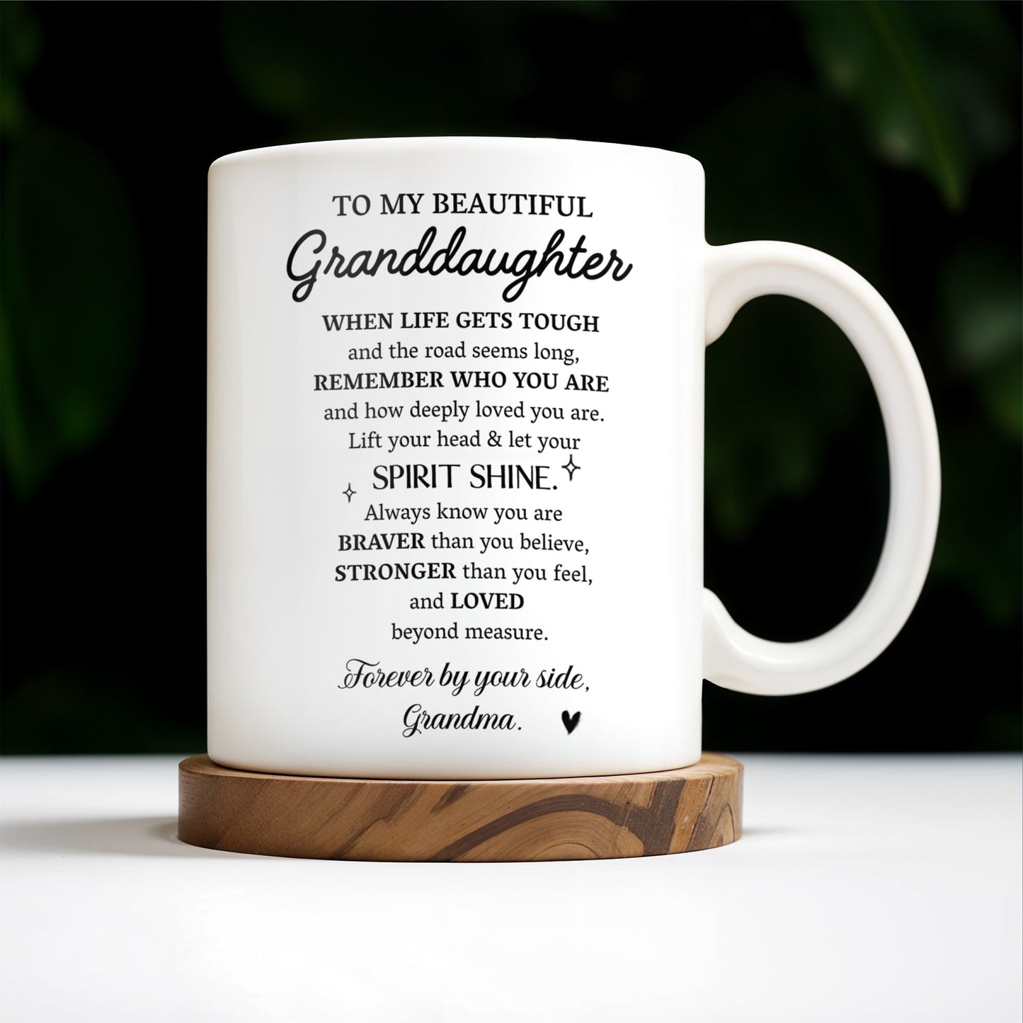 Granddaughter Spirit Shine Bravery Strength Love Pansy Flower Mug - Personalized Custom Coffee Mug - GDT102_MG