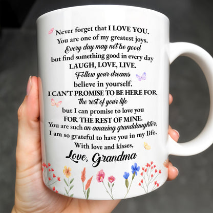 Inspirational Love Message With Flowers For Granddaughter - Personalized Custom Coffee Mug - GDT123_MG