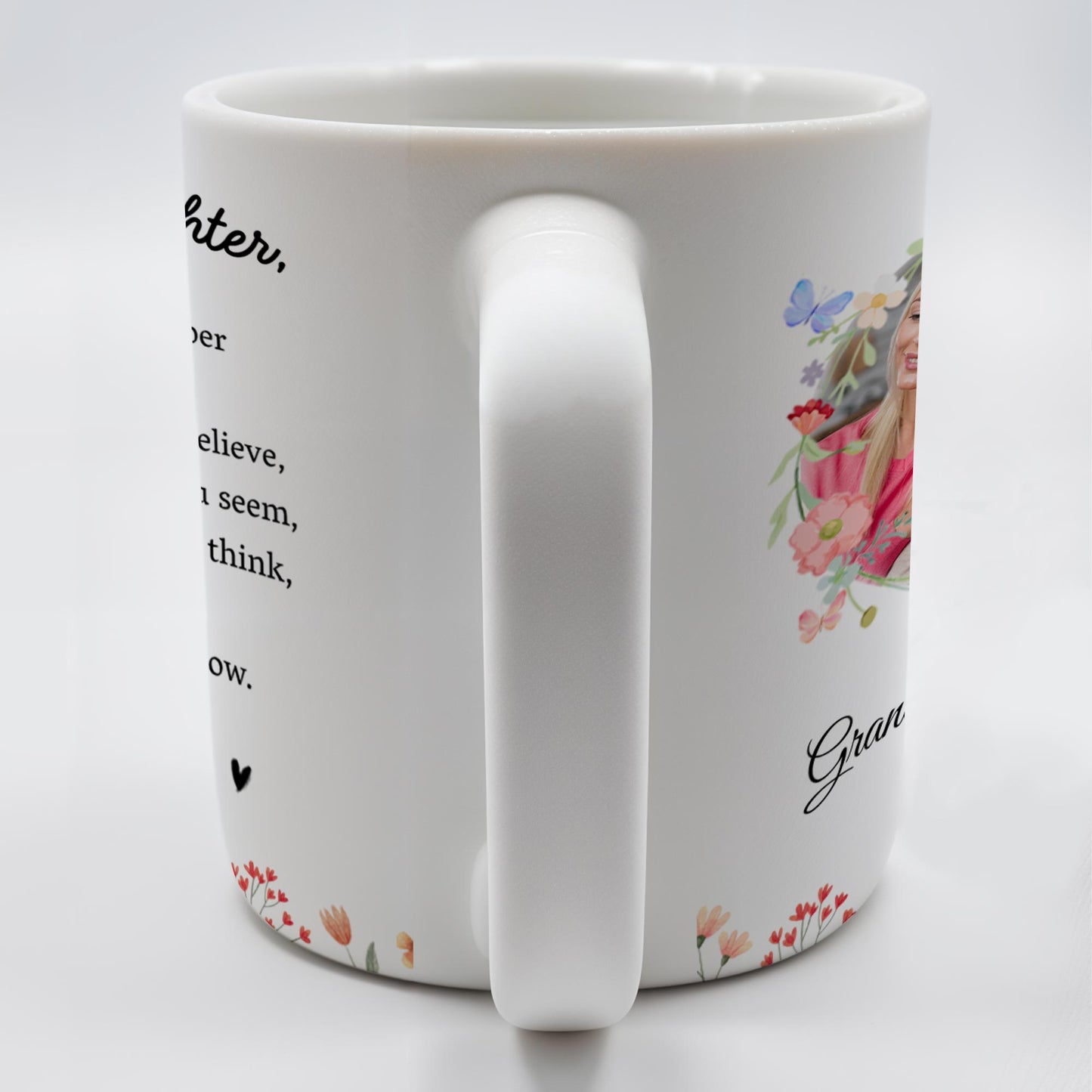 Grandma's Love In A Floral Heart Frame - Personalized Custom Coffee Mug - GDT131_MG