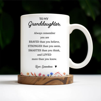 Grandma's Love In A Floral Heart Frame - Personalized Custom Coffee Mug - GDT131_MG
