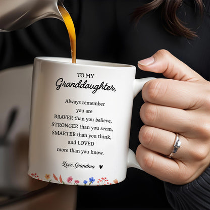Braver, Stronger, Smarter, Loved Inspirational Quote With Bows And Hearts - Personalized Custom Coffee Mug - GDT180_MG