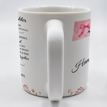 Grandmother To Granddaughter Heartfelt Love Message With Ribbon And Floral Elements - Personalized Custom Coffee Mug - GDT184_MG