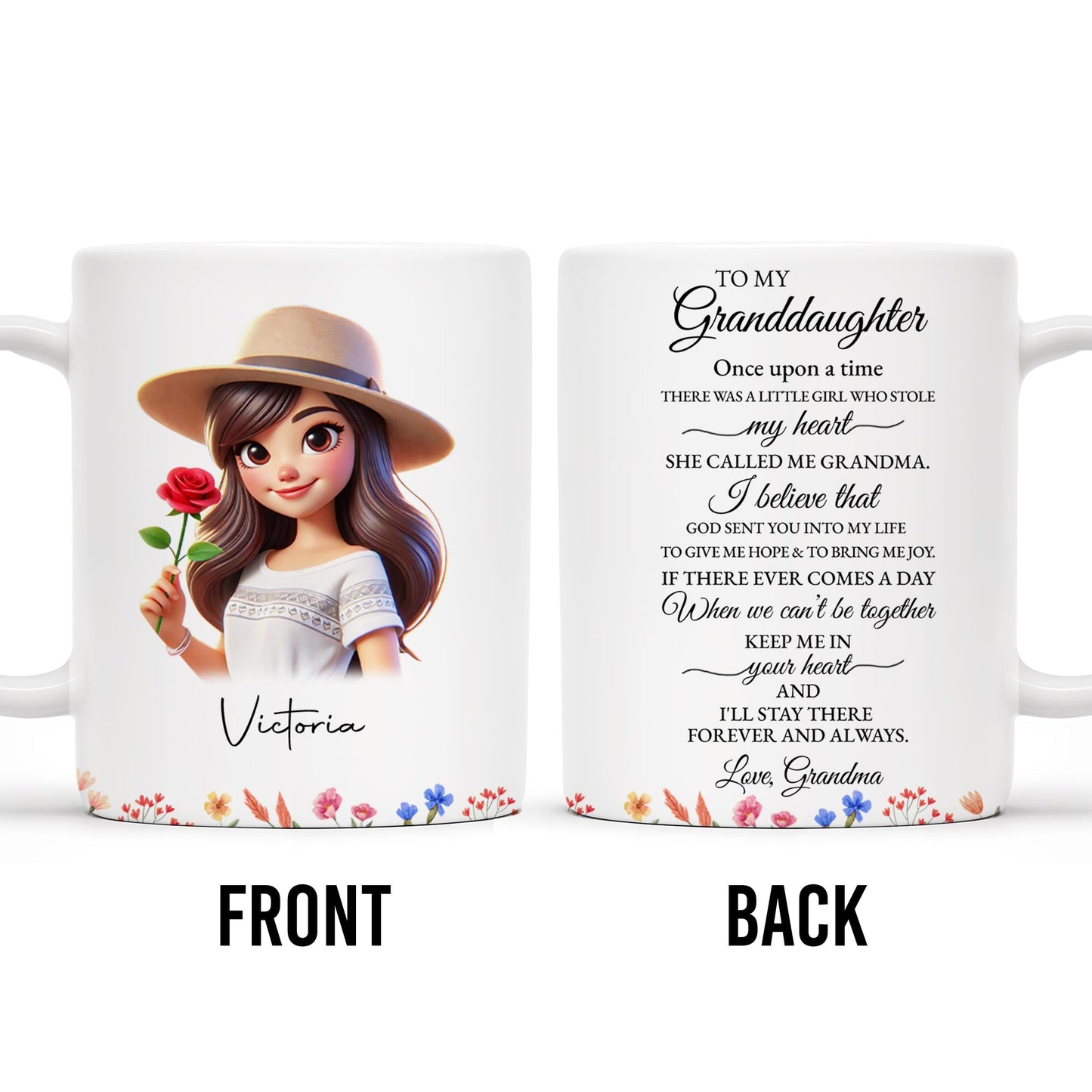 Keep Me In Your Heart Forever And Always Rose Girl Mug - Personalized Custom Coffee Mug - GDT185_MG