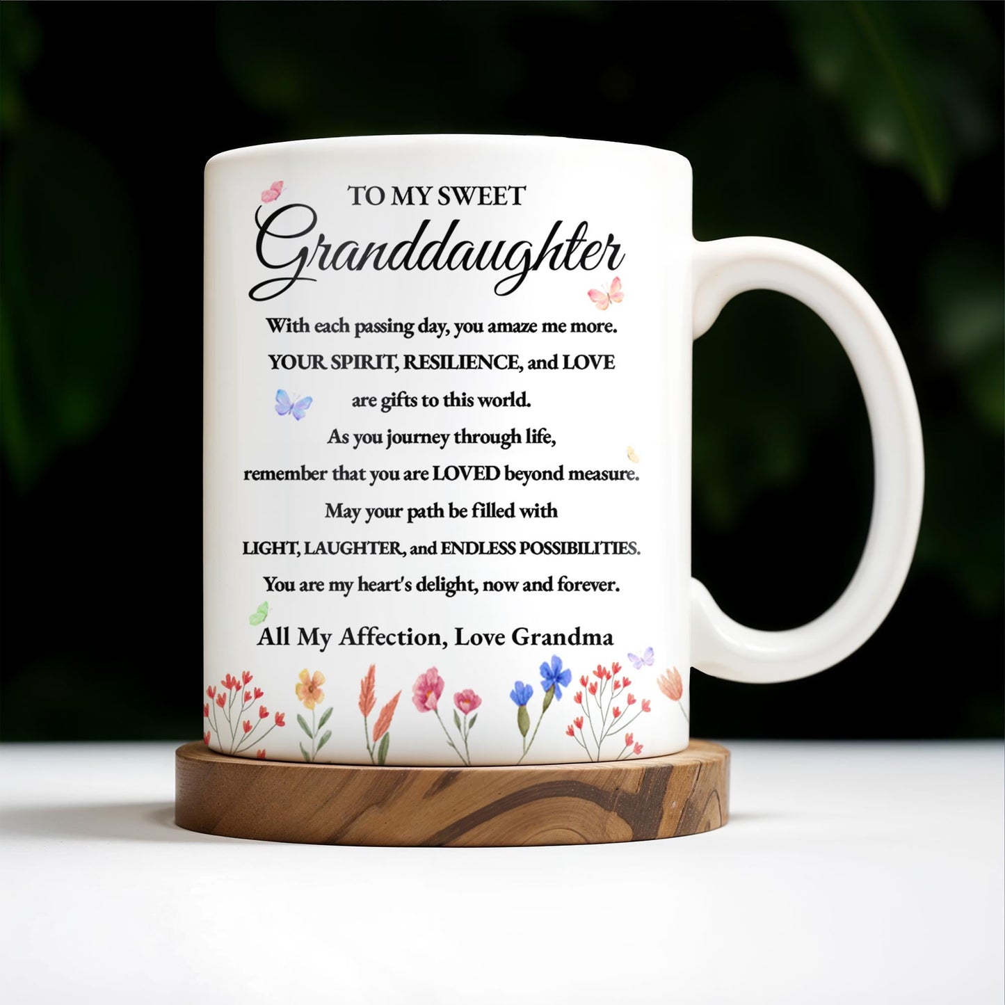 Granddaughter Pansy Flower Wildflower Love Message - Personalized Custom Coffee Mug - GDT191_MG