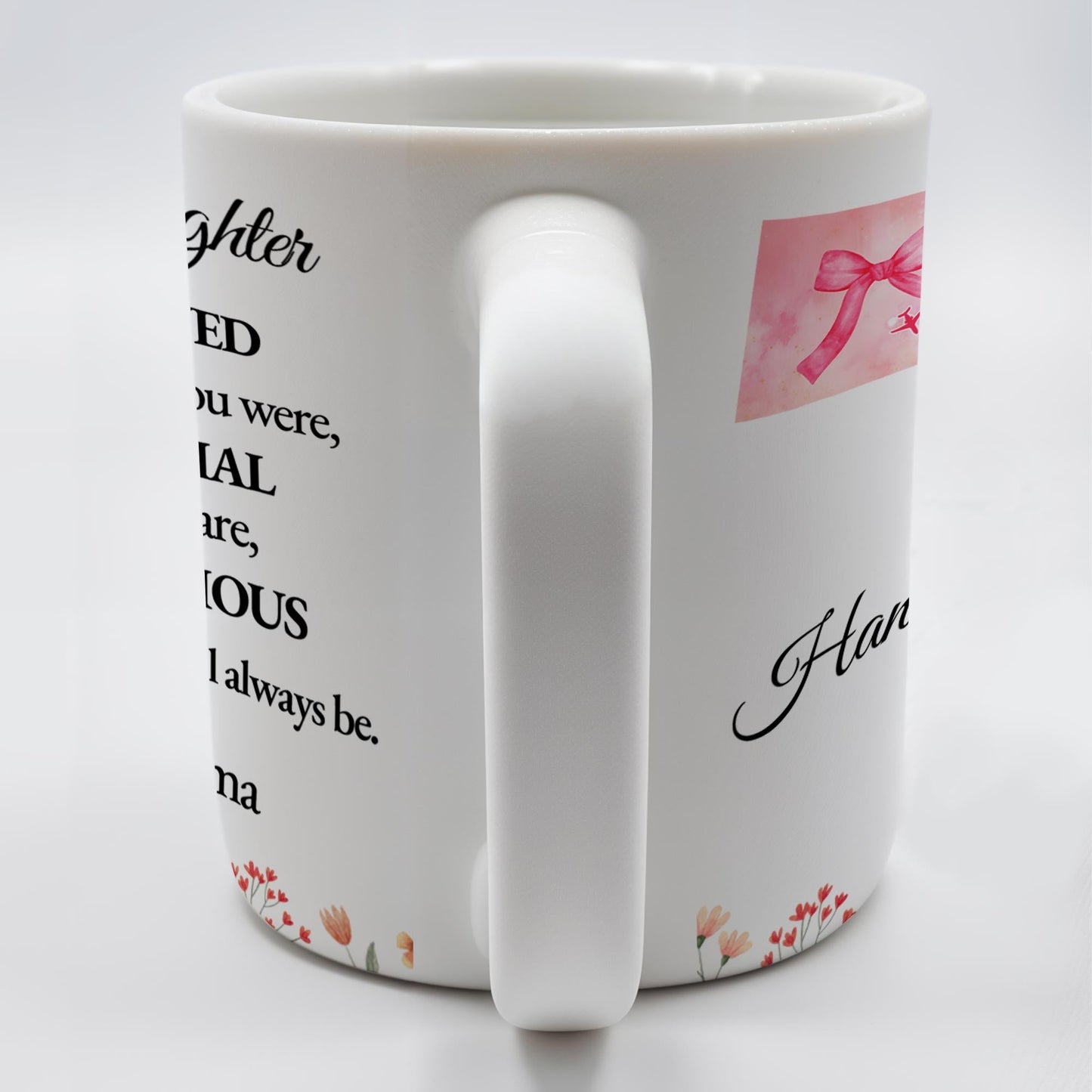 Loved Little Girl To Precious Granddaughter Heart and Bow Design - Personalized Custom Coffee Mug - GDT197_MG