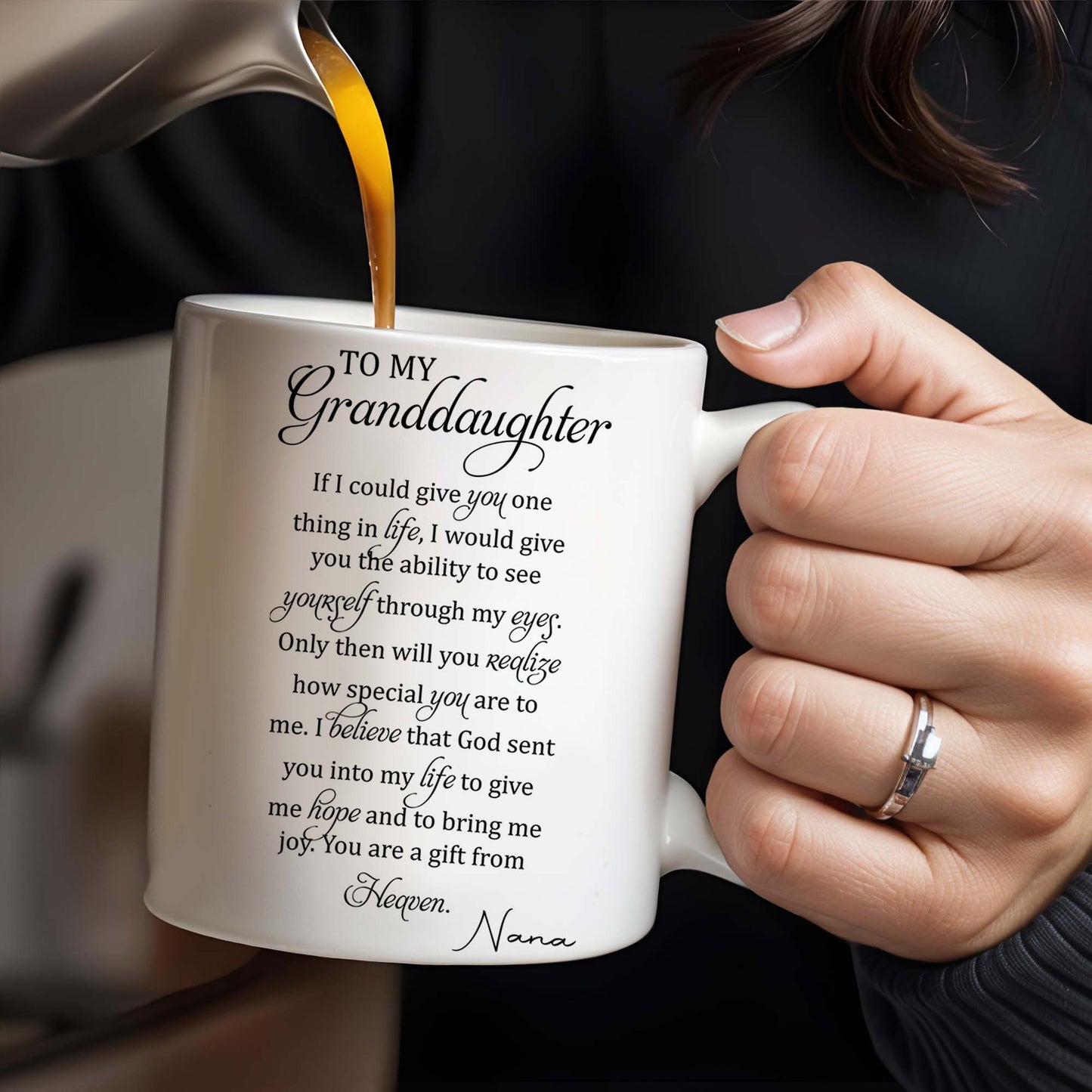 Gift From Heaven, Special Message For Granddaughter - Personalized Custom Coffee Mug - GDT199_MG