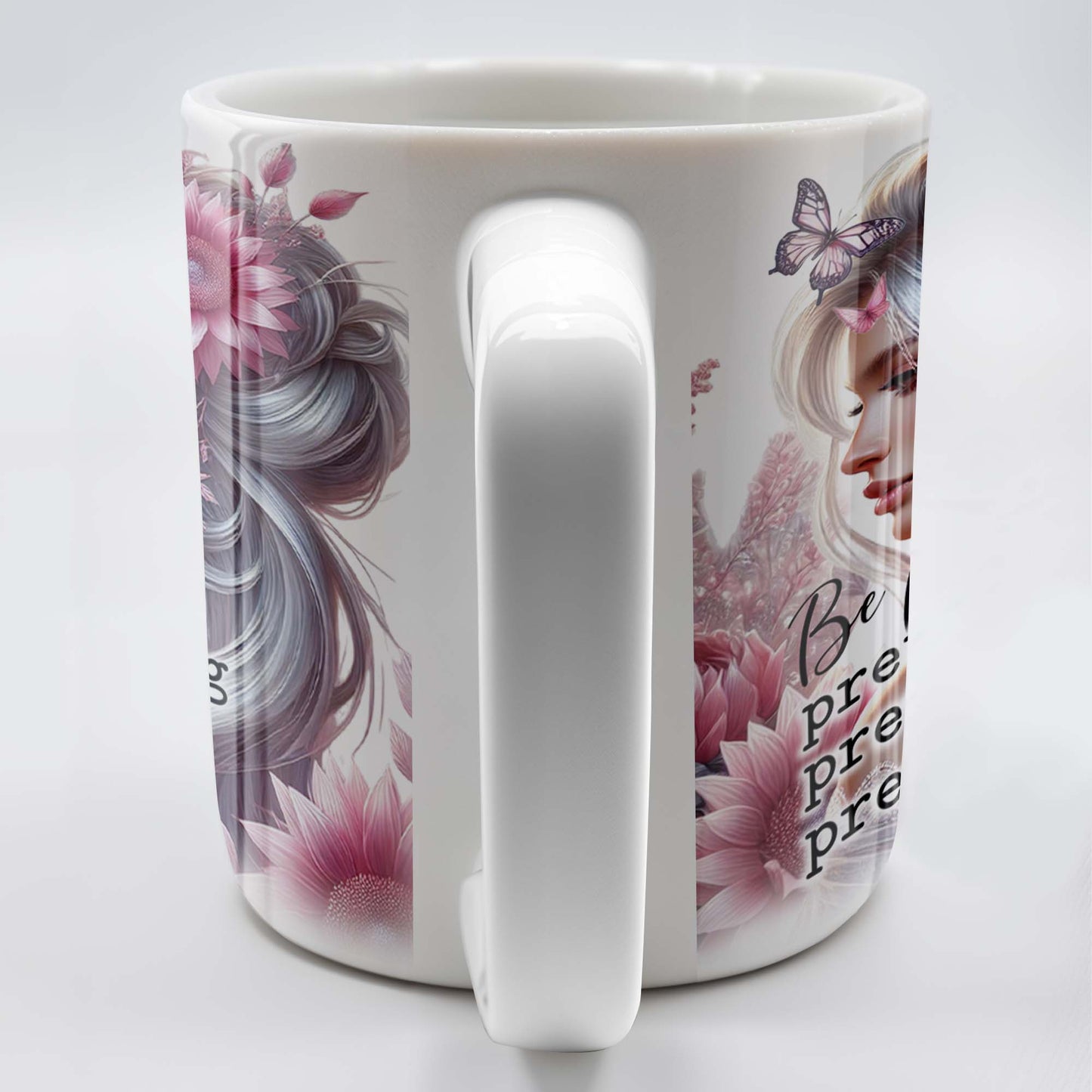 Be Pretty, Strong, Brave, Kind Mug With Flowers And Butterfly - Personalized Custom Coffee Mug - GDT206_MG