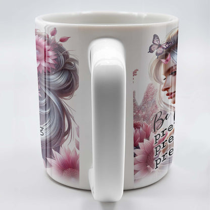 Be Pretty, Strong, Brave, Kind Mug With Flowers And Butterfly - Personalized Custom Coffee Mug - GDT206_MG