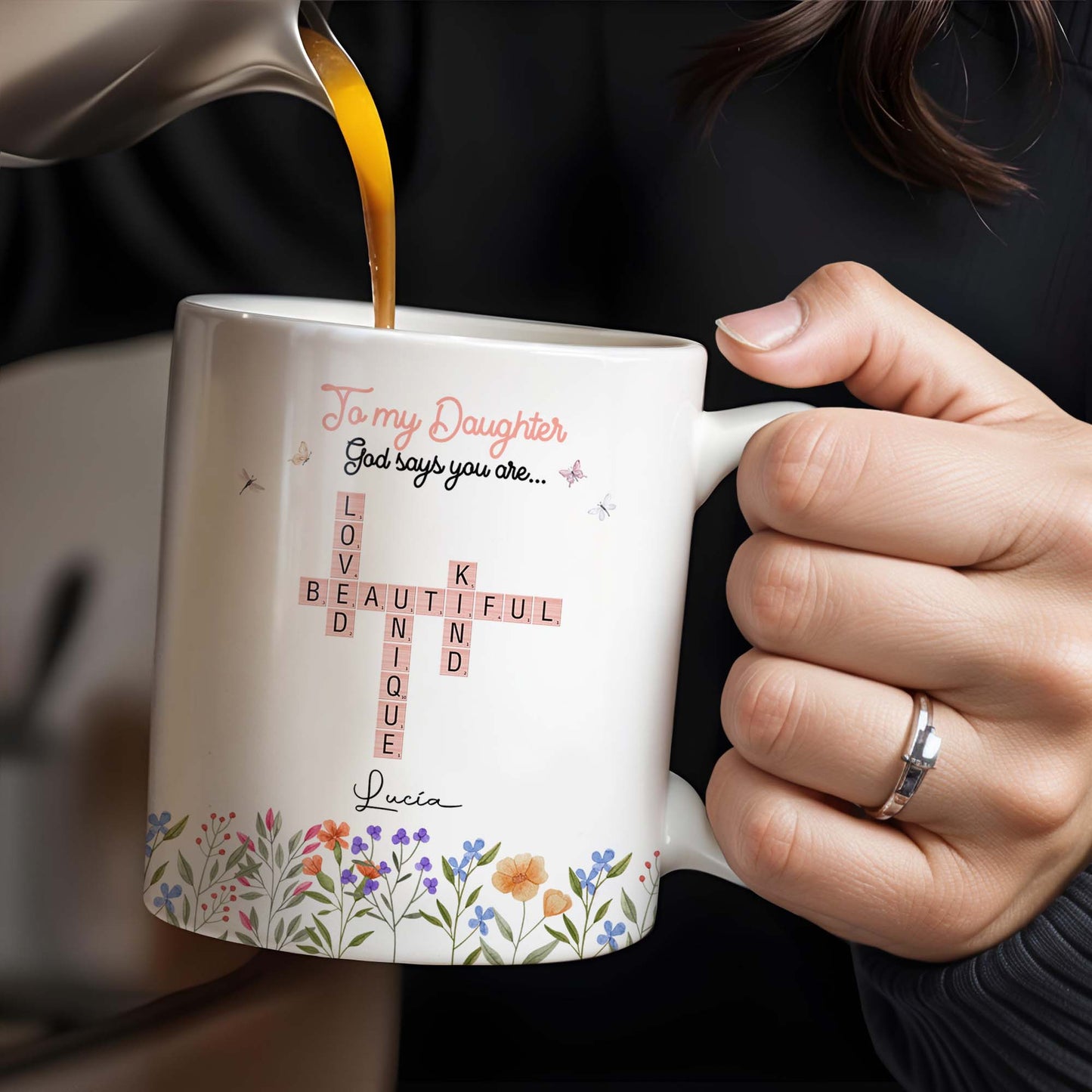 To My Daughter You Are Loved Beautiful Unique Kind - Personalized Custom Coffee Mug - GDT214_MG