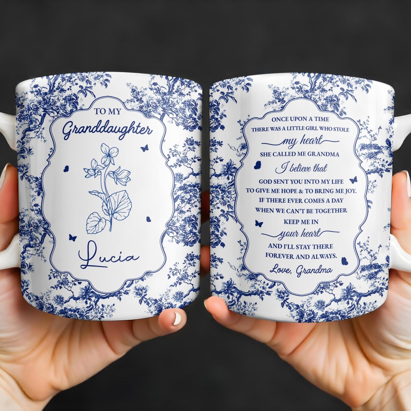 To My Granddaughter, Once Upon A Time There Was A Little Girl Who Stole My Heart, Floral Patterns - Personalized Custom Coffee Mug - GDT297_MG