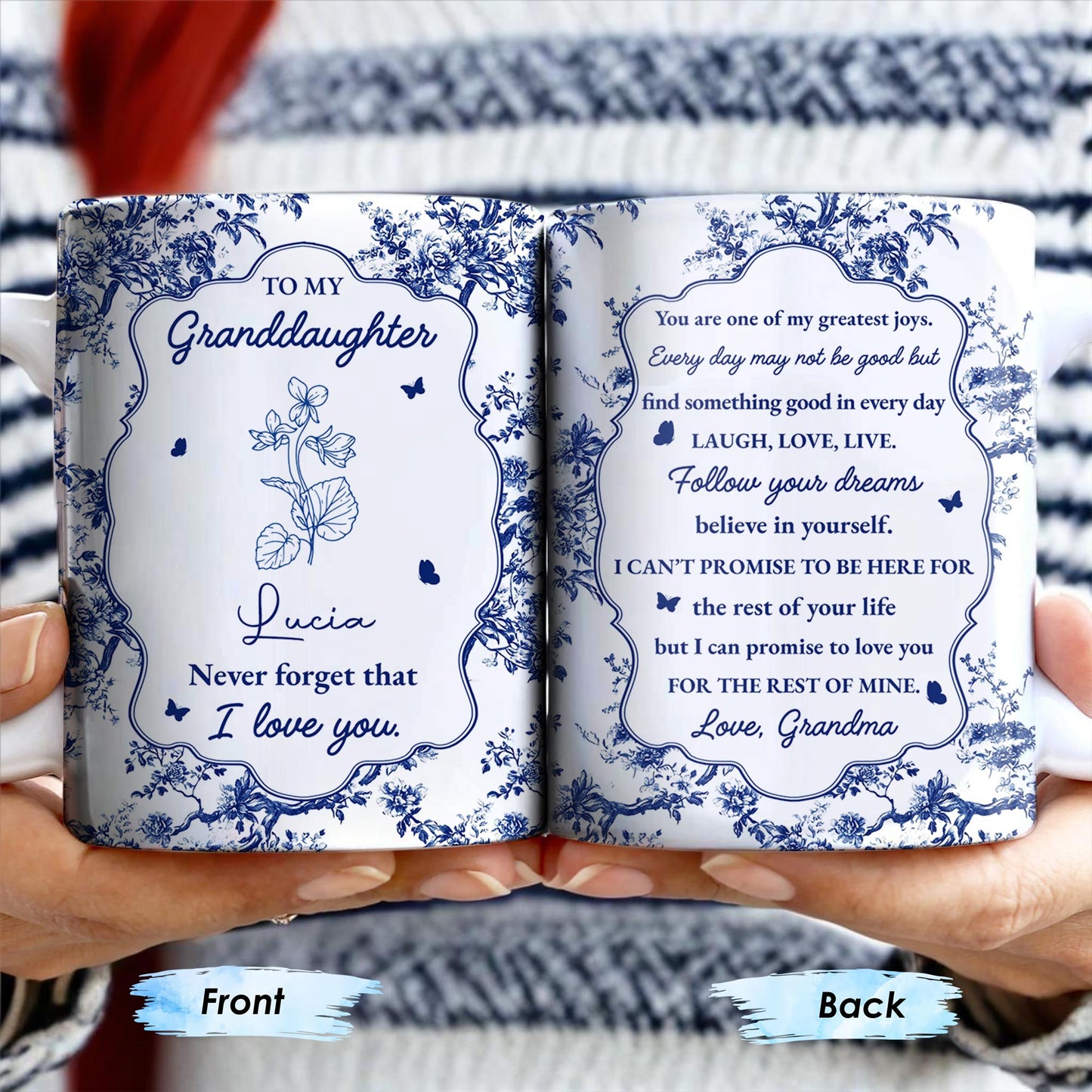 To My Granddaughter, You Are One Of My Greatest Joys, Floral Pattern - Personalized Custom Coffee Mug - GDT298_MG