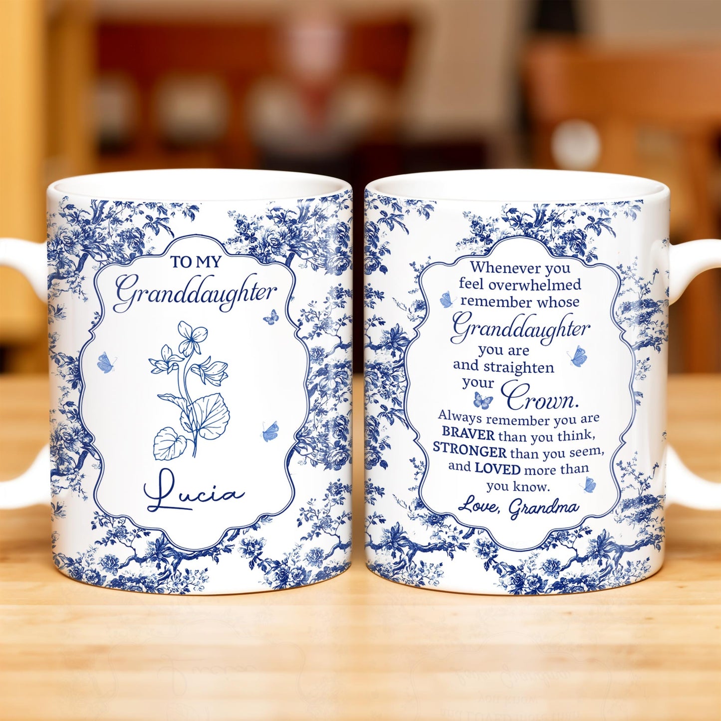 To My Granddaughter, Whenever You Feel Overwhelmed, Flowers And Crown - Personalized Custom Coffee Mug - GDT299_MG