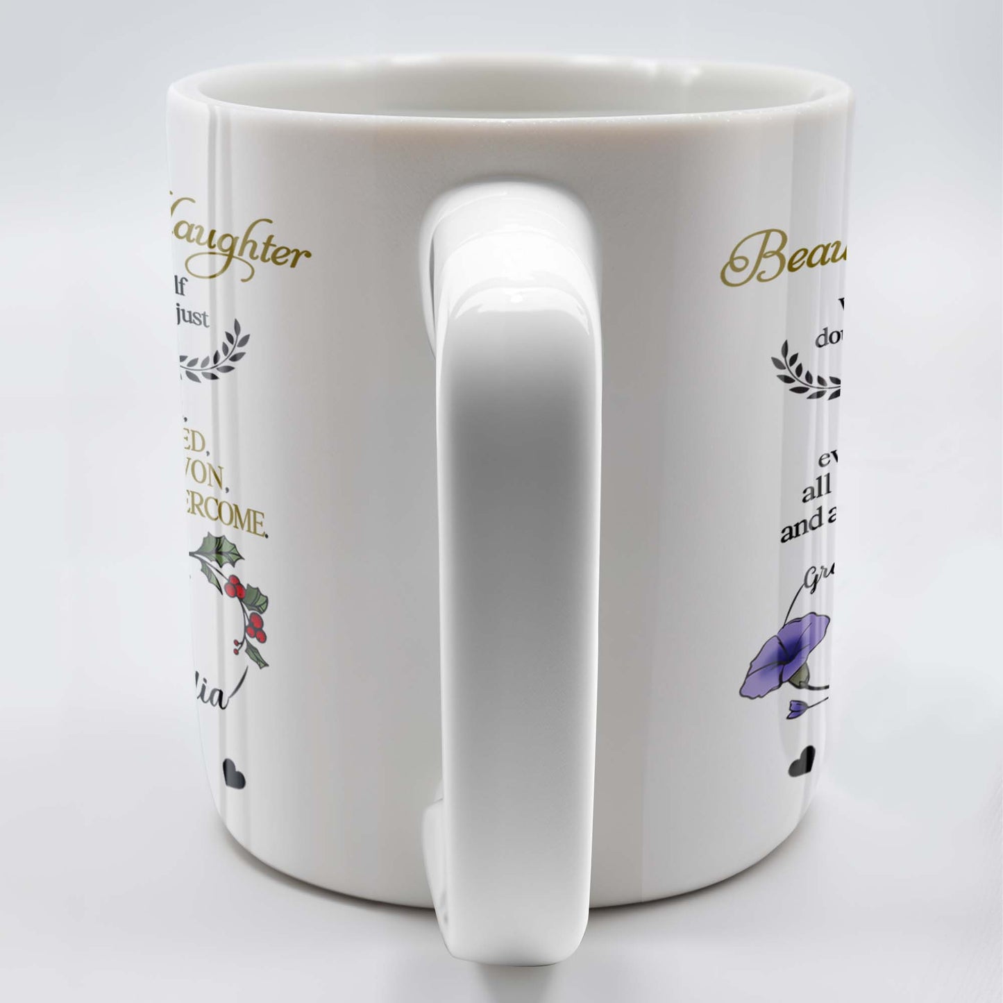 To My Beautiful Granddaughter, Remember How Far You Have Come, Flowers And Heart - Personalized Custom Coffee Mug - GDT309_MG