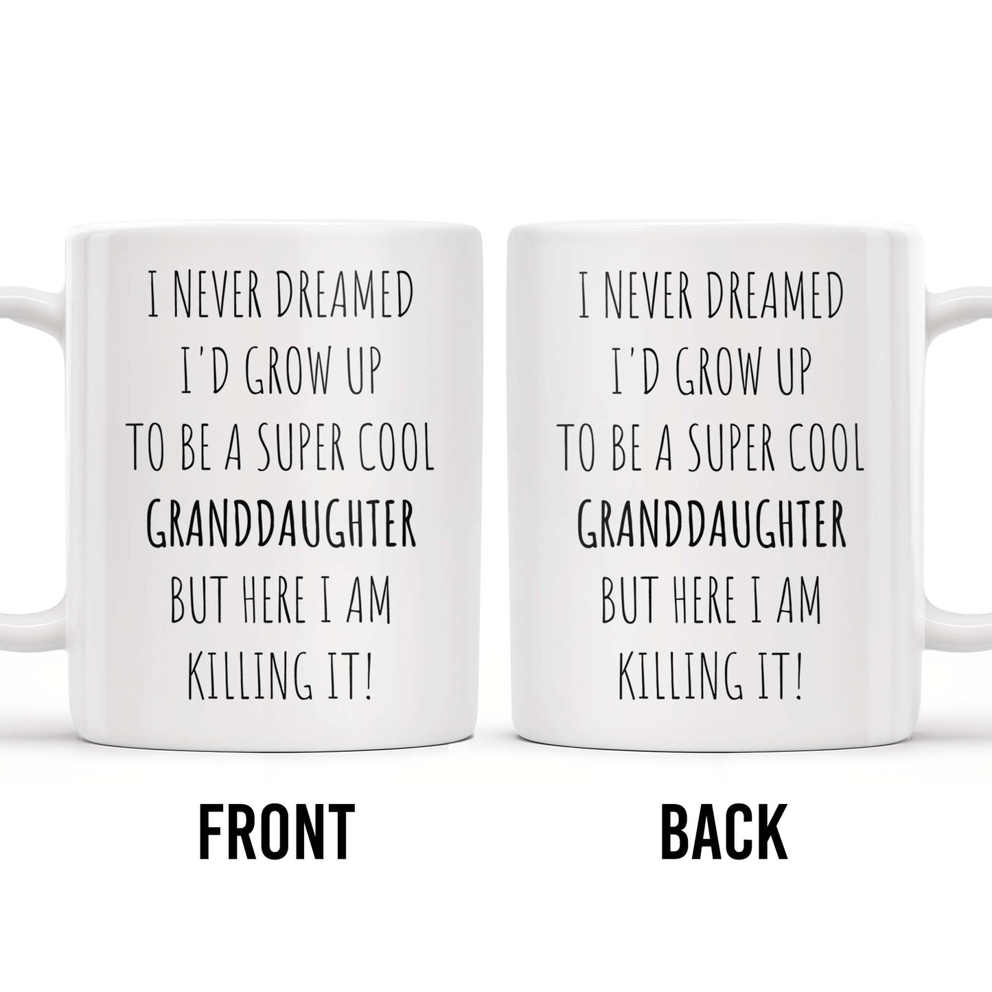 I Never Dreamed I'd Grow Up To Be A Super Cool Granddaughter, Text - Personalized Custom Coffee Mug - GDT311_MG