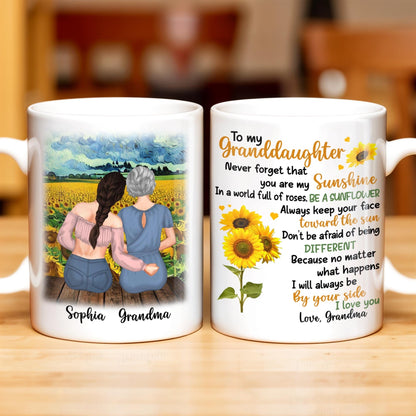 To My Granddaughter You Are My Sunshine Sunflower Mug - Personalized Custom Coffee Mug - GDT322_MG