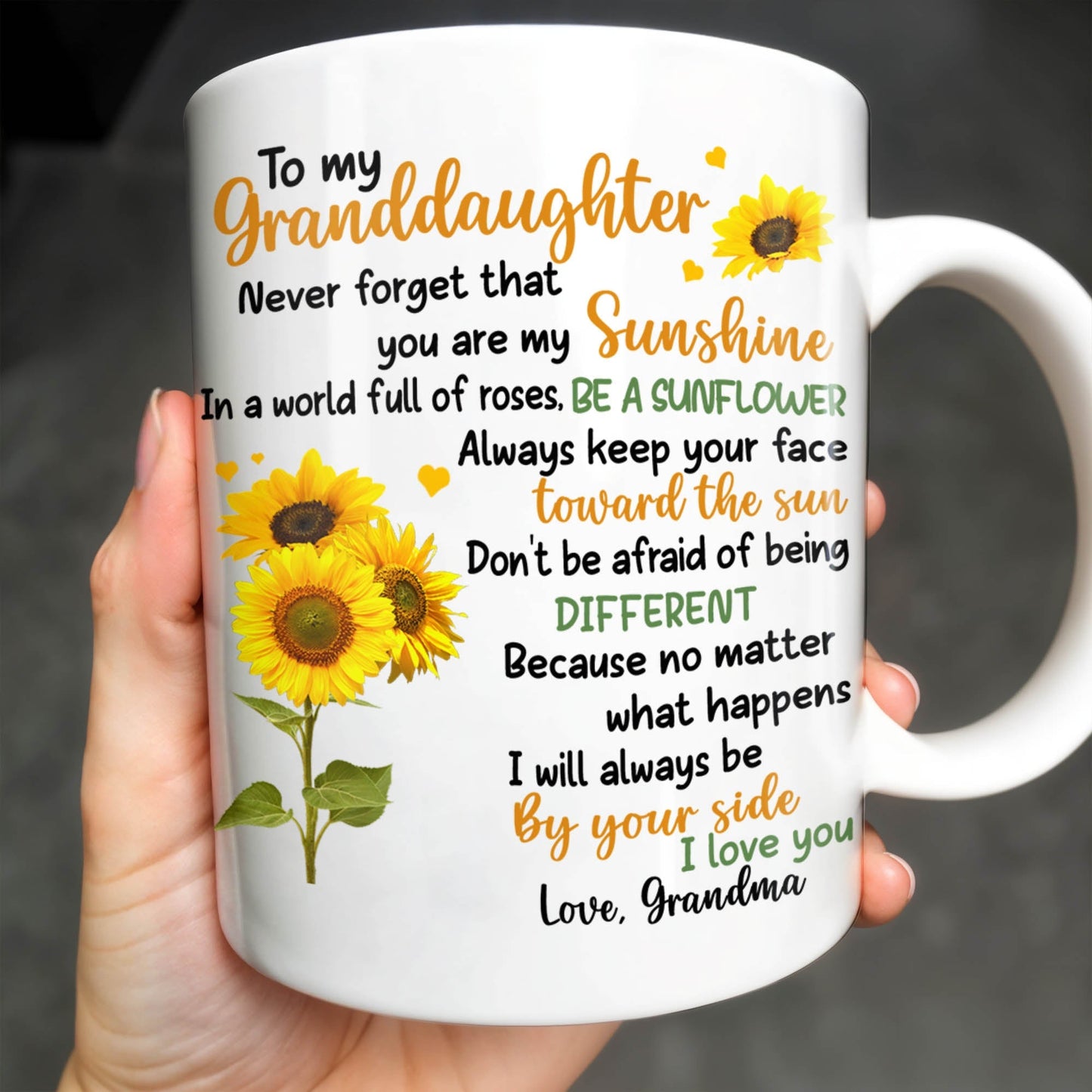 To My Granddaughter You Are My Sunshine Sunflower Mug - Personalized Custom Coffee Mug - GDT322_MG