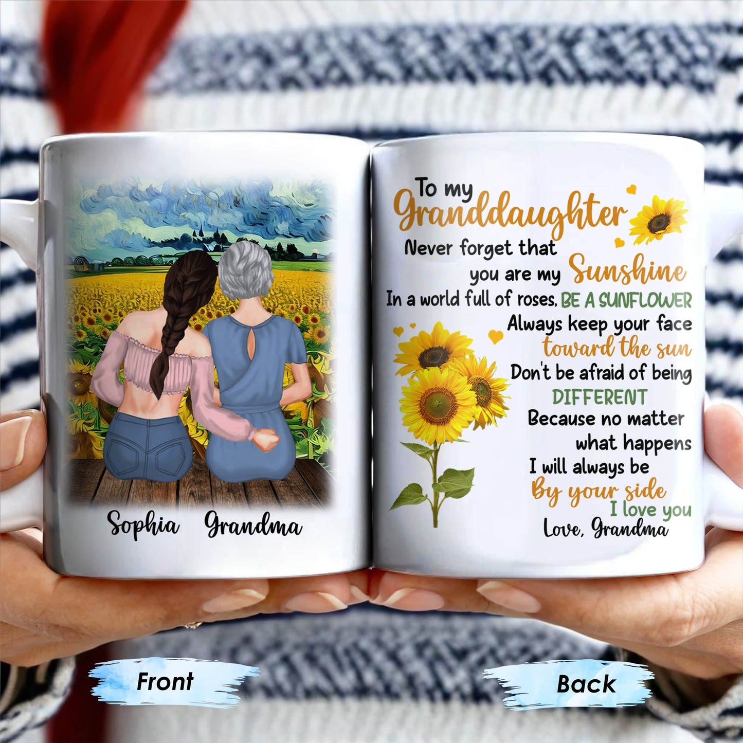 To My Granddaughter You Are My Sunshine Sunflower Mug - Personalized Custom Coffee Mug - GDT322_MG