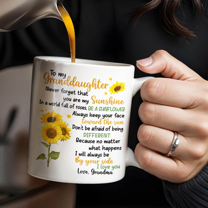 To My Granddaughter You Are My Sunshine Sunflower Mug - Personalized Custom Coffee Mug - GDT322_MG