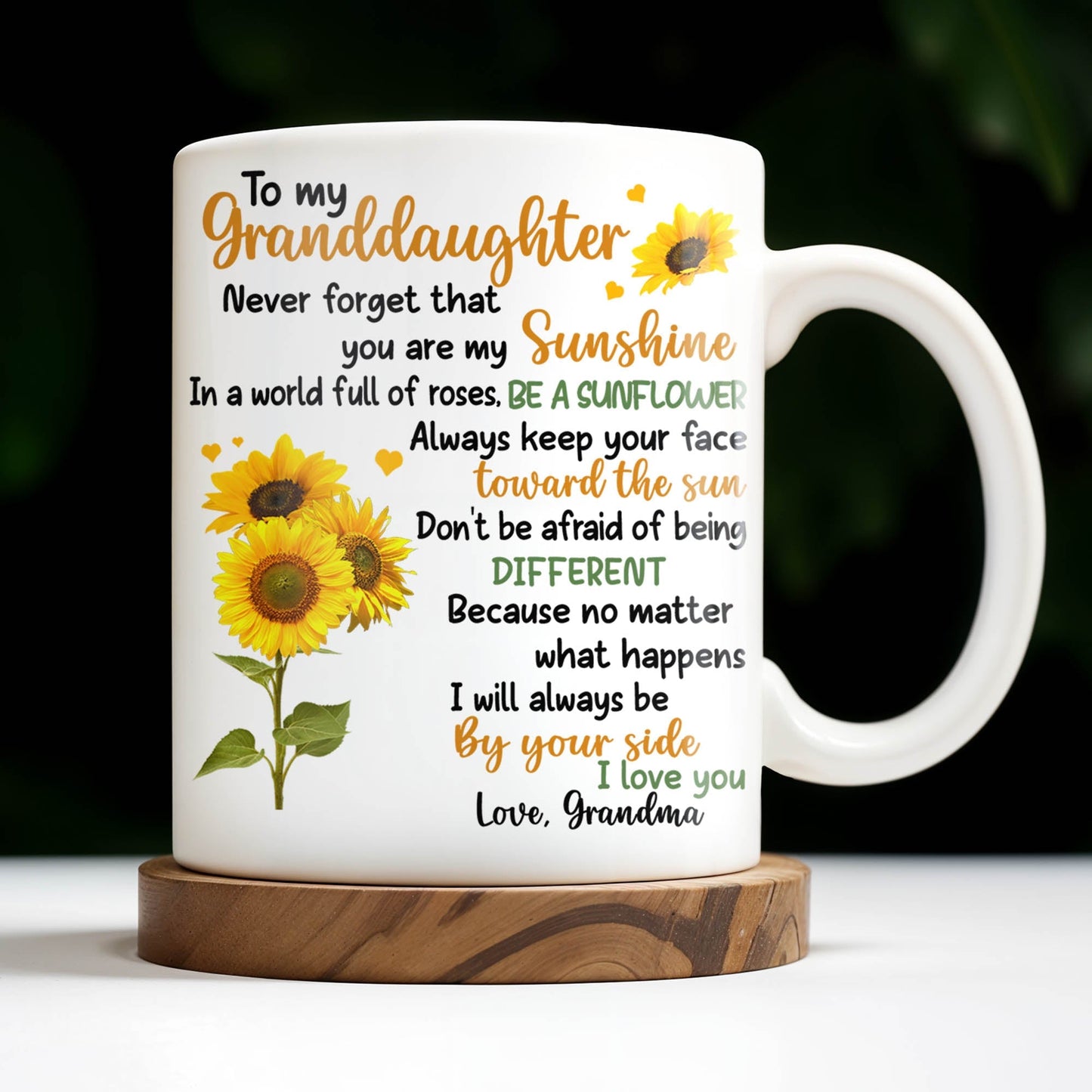 To My Granddaughter You Are My Sunshine Sunflower Mug - Personalized Custom Coffee Mug - GDT322_MG
