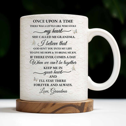 To My Granddaughter, Love Grandma, Beautiful Flower And Butterfly Design - Personalized Custom Coffee Mug - GDT389_MG