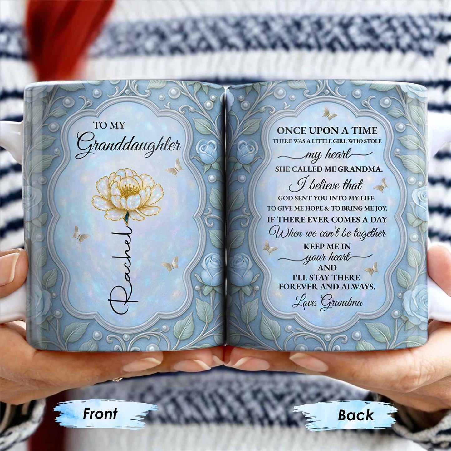 To My Granddaughter, Once Upon A Time, Roses And Butterflies - Personalized Custom Coffee Mug - GDT403_MG