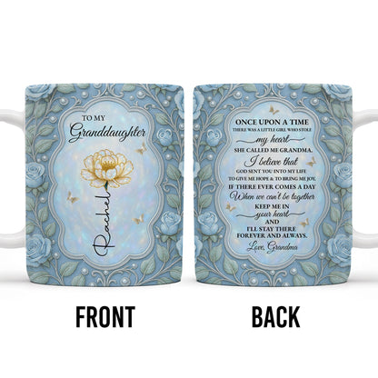 To My Granddaughter, Once Upon A Time, Roses And Butterflies - Personalized Custom Coffee Mug - GDT403_MG