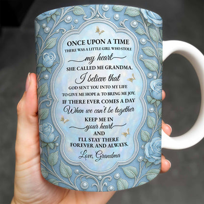 To My Granddaughter, Once Upon A Time, Roses And Butterflies - Personalized Custom Coffee Mug - GDT403_MG