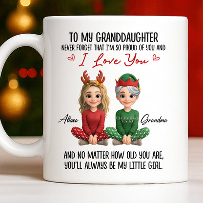 To My Granddaughter, Proud And Loving Message With Christmas Outfits - Personalized Custom Coffee Mug - GDT527_MG