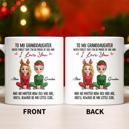To My Granddaughter, Proud And Loving Message With Christmas Outfits - Personalized Custom Coffee Mug - GDT527_MG