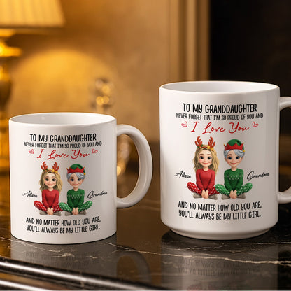 To My Granddaughter, Proud And Loving Message With Christmas Outfits - Personalized Custom Coffee Mug - GDT527_MG