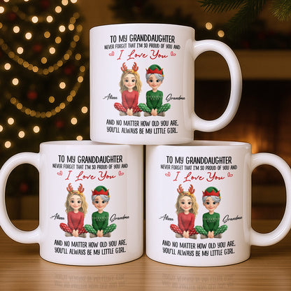 To My Granddaughter, Proud And Loving Message With Christmas Outfits - Personalized Custom Coffee Mug - GDT527_MG