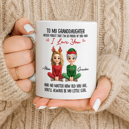 To My Granddaughter, Proud And Loving Message With Christmas Outfits - Personalized Custom Coffee Mug - GDT527_MG