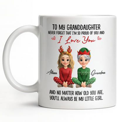 To My Granddaughter, Proud And Loving Message With Christmas Outfits - Personalized Custom Coffee Mug - GDT527_MG