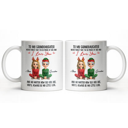 To My Granddaughter, Proud And Loving Message With Christmas Outfits - Personalized Custom Coffee Mug - GDT527_MG