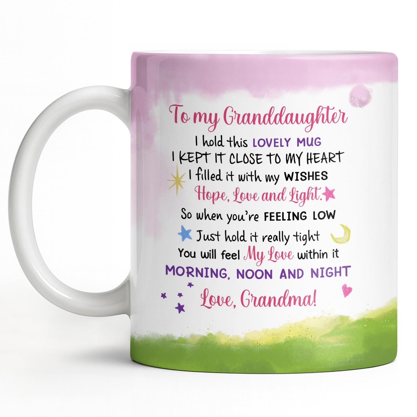 To My Granddaughter Feel My Love Morning Noon And Night - Personalized Custom Coffee Mug - GDT534_MG