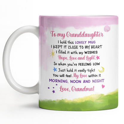 To My Granddaughter Feel My Love Morning Noon And Night - Personalized Custom Coffee Mug - GDT534_MG