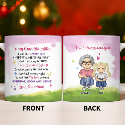 To My Granddaughter Feel My Love Morning Noon And Night - Personalized Custom Coffee Mug - GDT534_MG