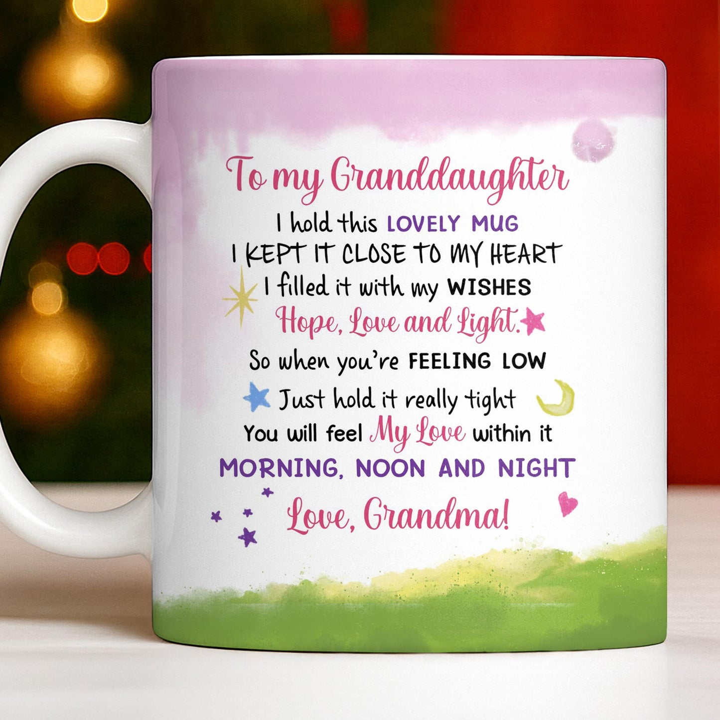 To My Granddaughter Feel My Love Morning Noon And Night - Personalized Custom Coffee Mug - GDT534_MG
