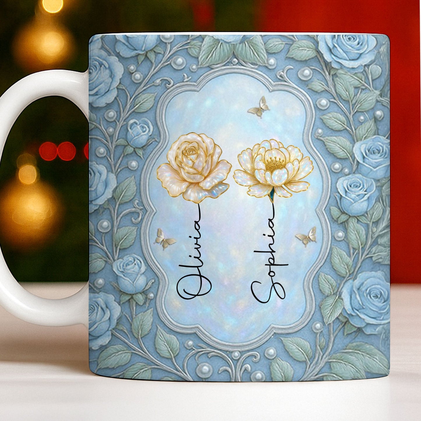 To My Granddaughter, Roses and Crowns Design - Personalized Custom Coffee Mug - GDT541_MG