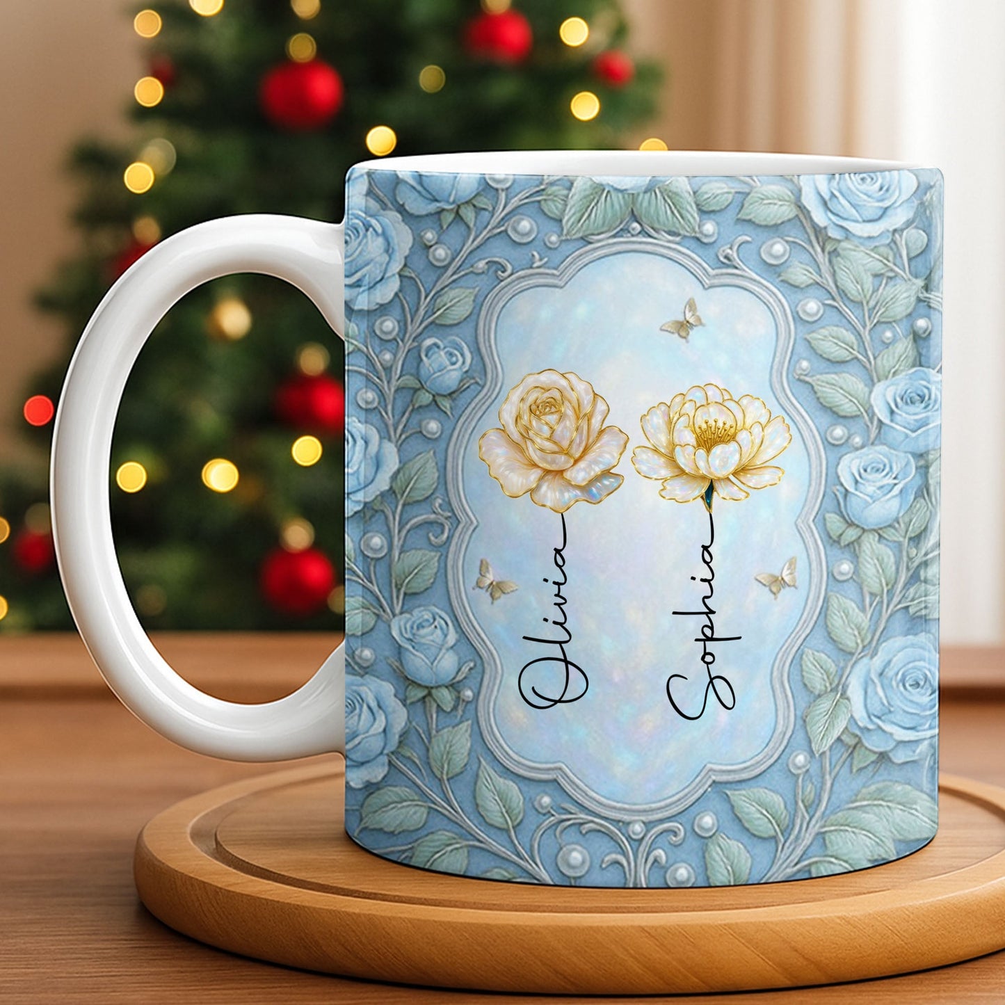 To My Granddaughter, Roses and Crowns Design - Personalized Custom Coffee Mug - GDT541_MG